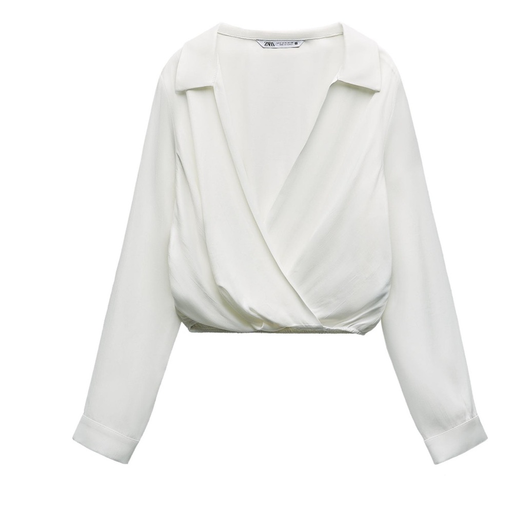 Zara Silky Long Sleeve Crop Top